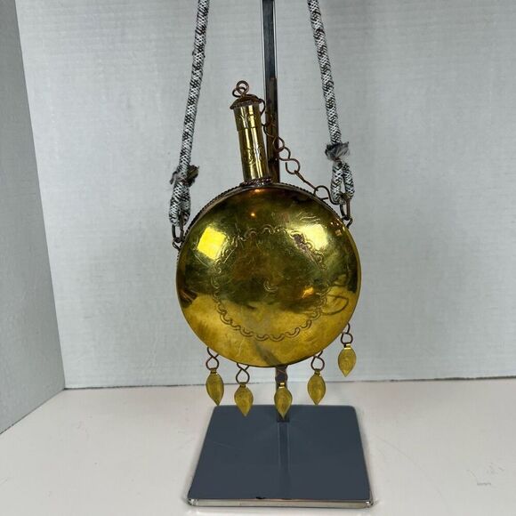 VTG Moroccan Islamic Cantinplora Water Snuffs Bottle Powder Flask Copper Brass - Picture 9 of 13